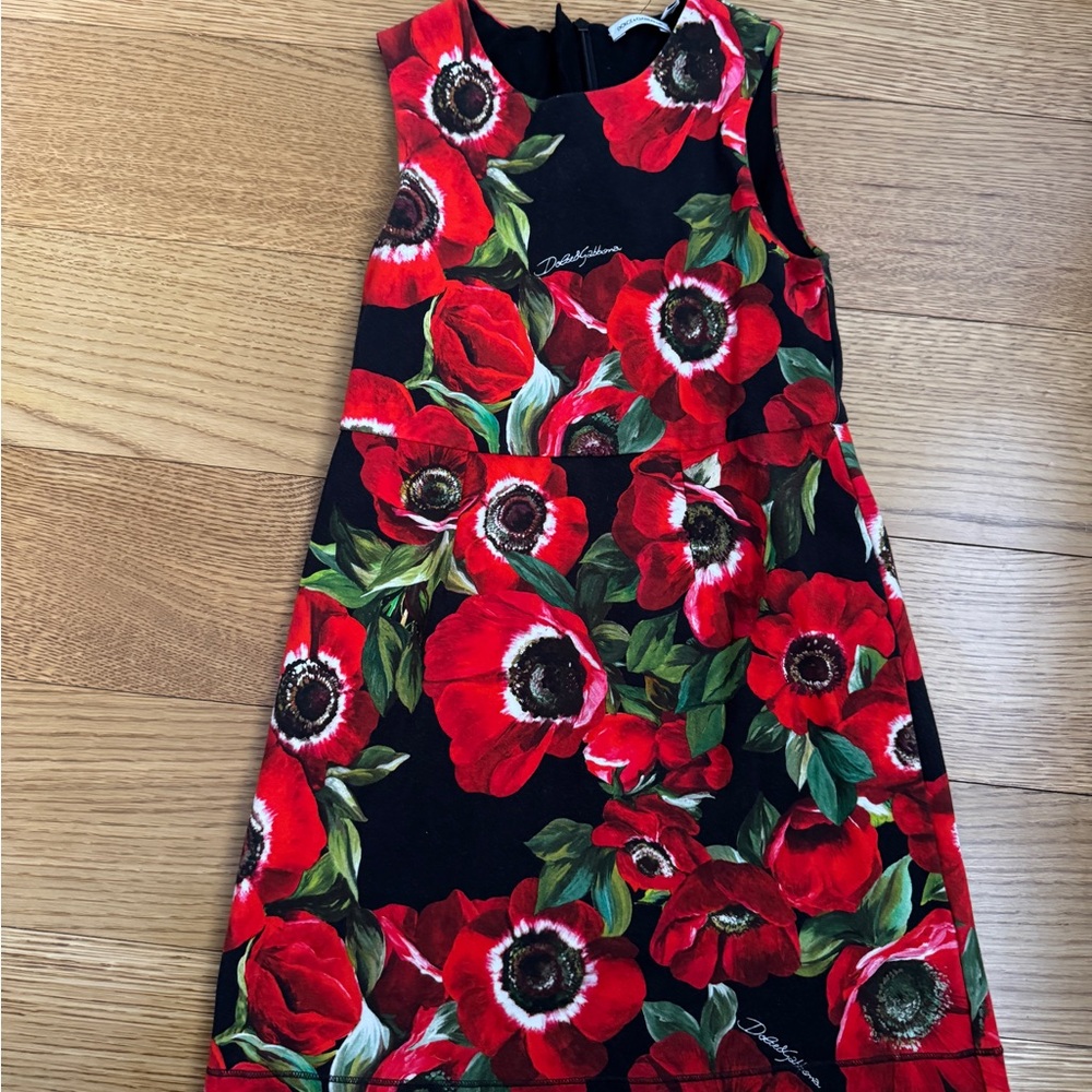 Dolce & Gabbana Black and Red Girls flower dress